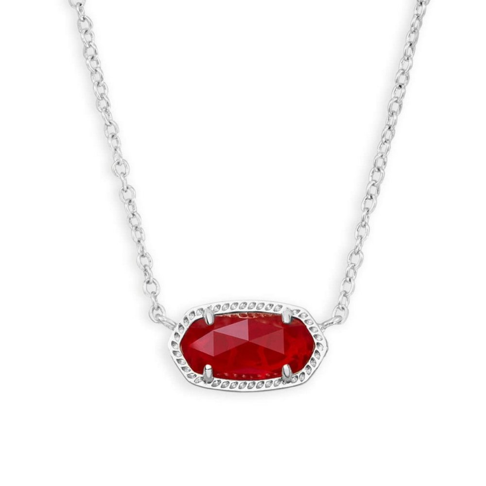 Kendra Scott Elisa Ruby Red Necklace Silver Tone - Picture 6 of 6